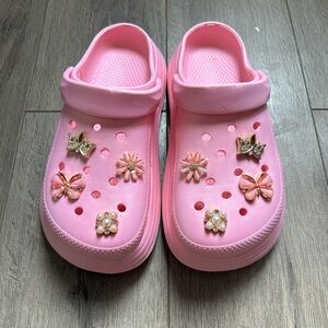 Pink Kids Clogs with Decorative Charms